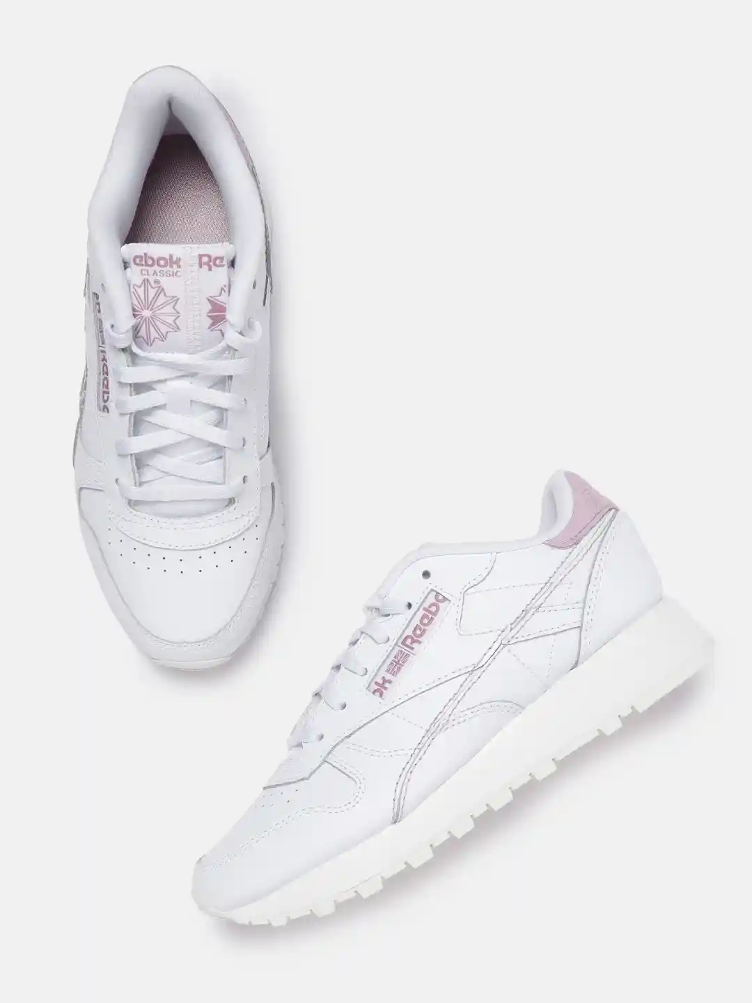 Buy Reebok Classic Women White Dusty Pink Perforations Sneakers