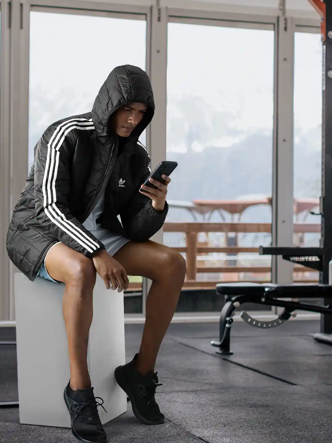 Buy ADIDAS Originals Men Black Hooded Puffer Jacket Jackets for