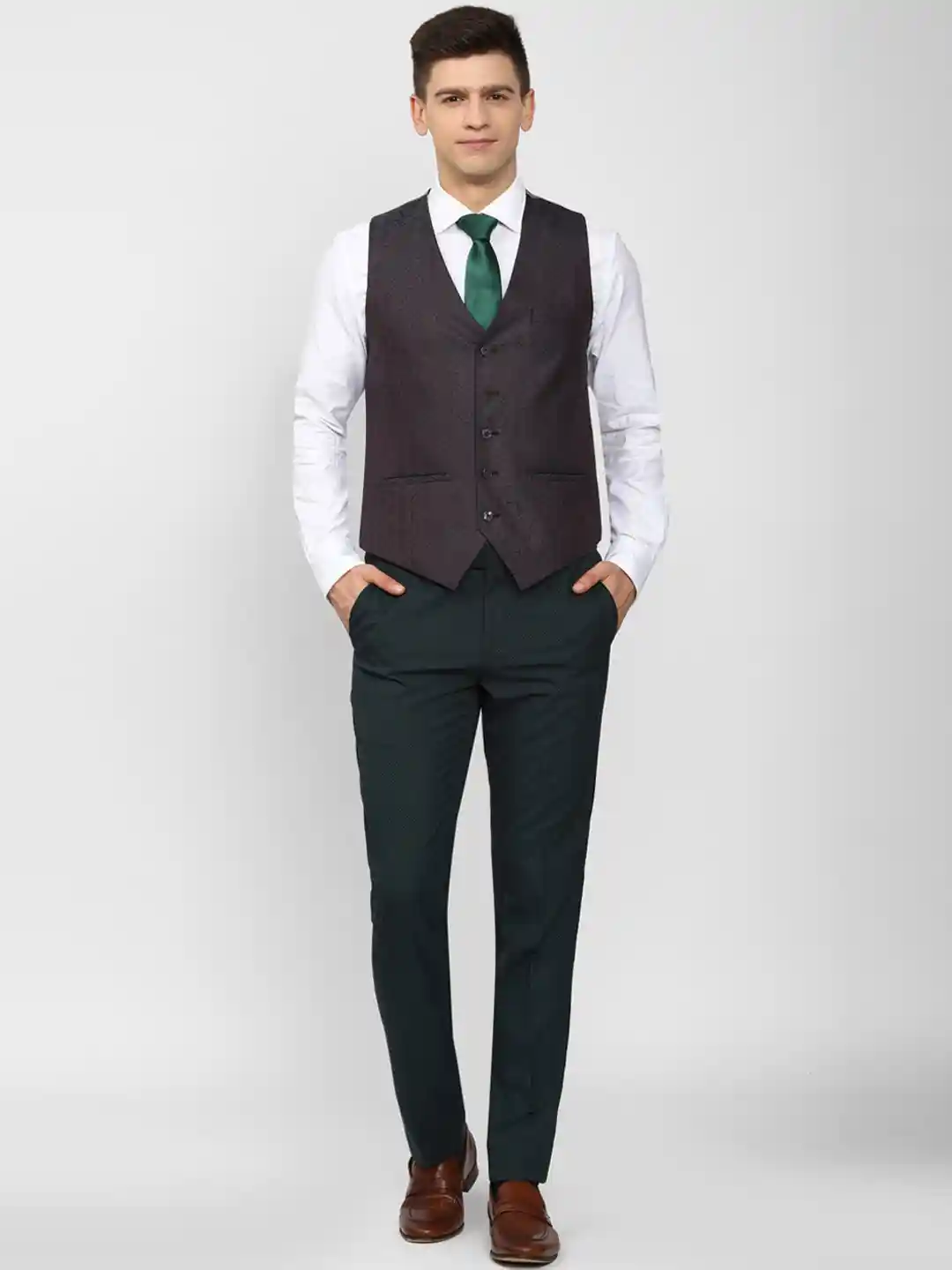 Buy Peter England Elite Men Black Solid Single-Breasted 3-Piece