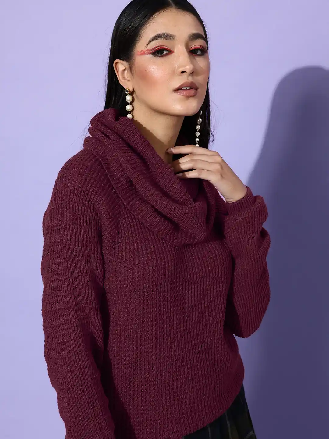 Woolen Blouse Turtleneck Blouse For Sarees High Neck Sweater