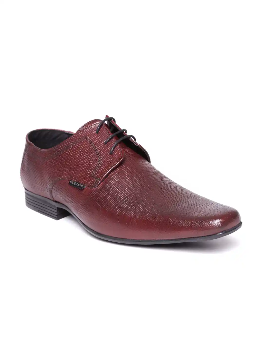 Buy Red Tape Men Burgundy Textured Leather Semiformal Shoes