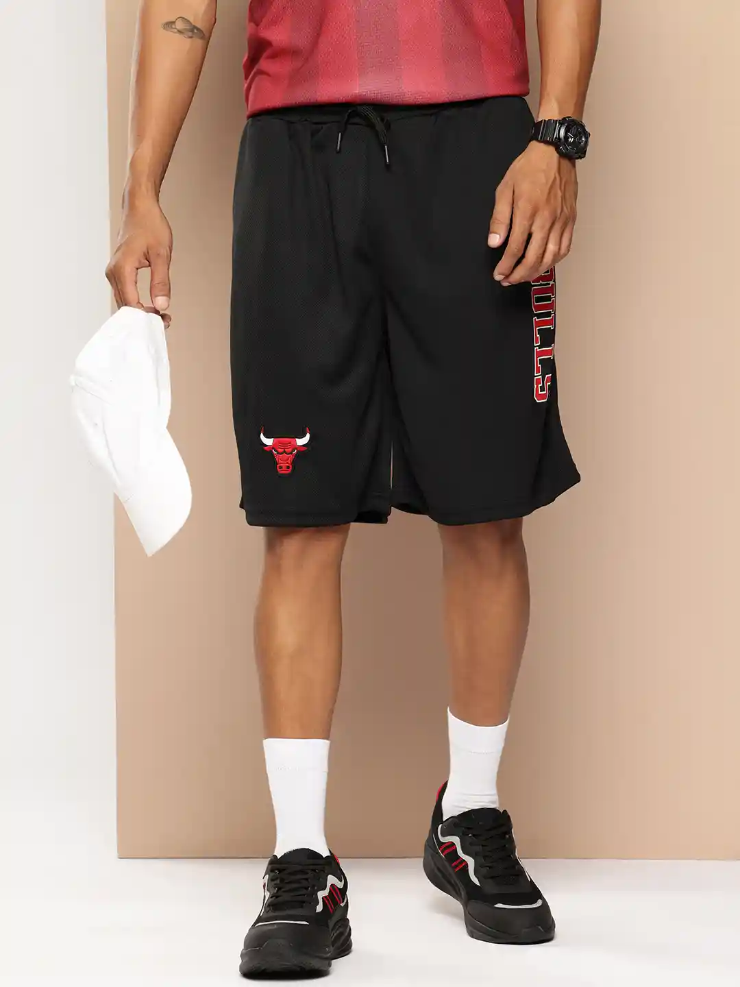 Buy NBA Men Black Red Chicago Bulls Basketball Solid Loose Fit