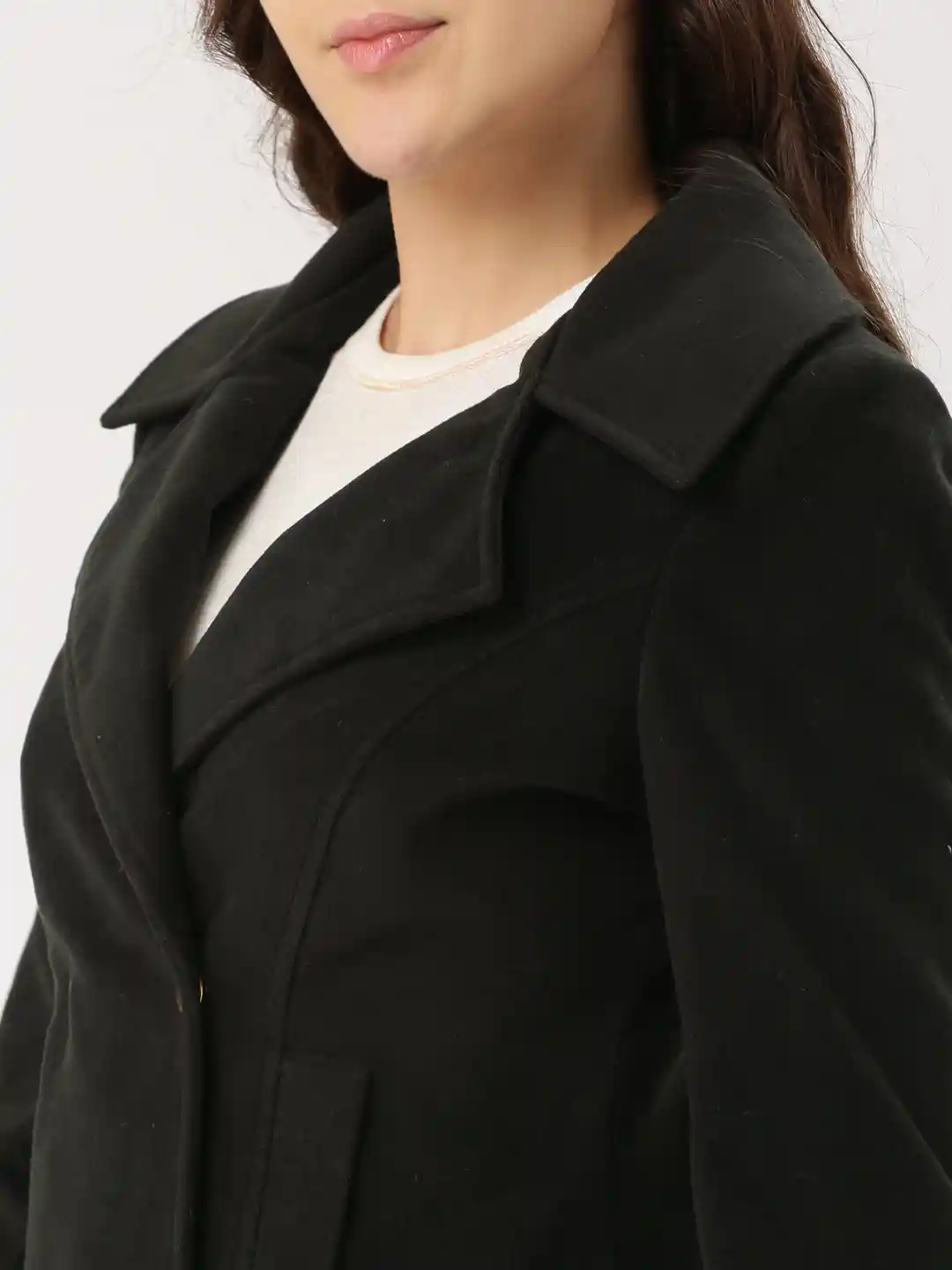 Short Black Wool Coat DressBerry Black Short Coat