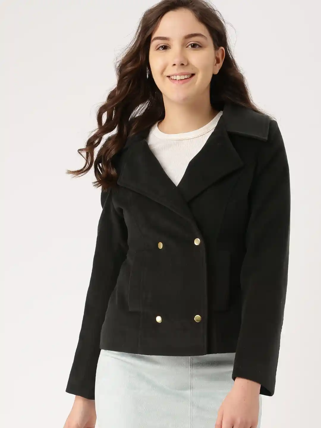 Buy DressBerry Black Short Coat Coats for Women 1863479 Myntra