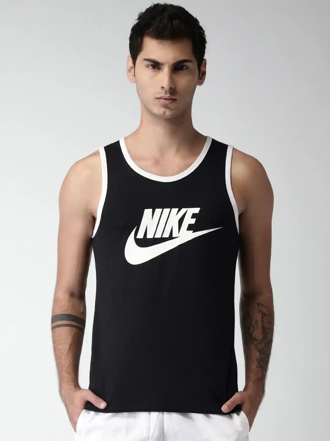 Buy Nike Men Black AS NSW Ace Logo Print Sleeveless Tank T-shirt