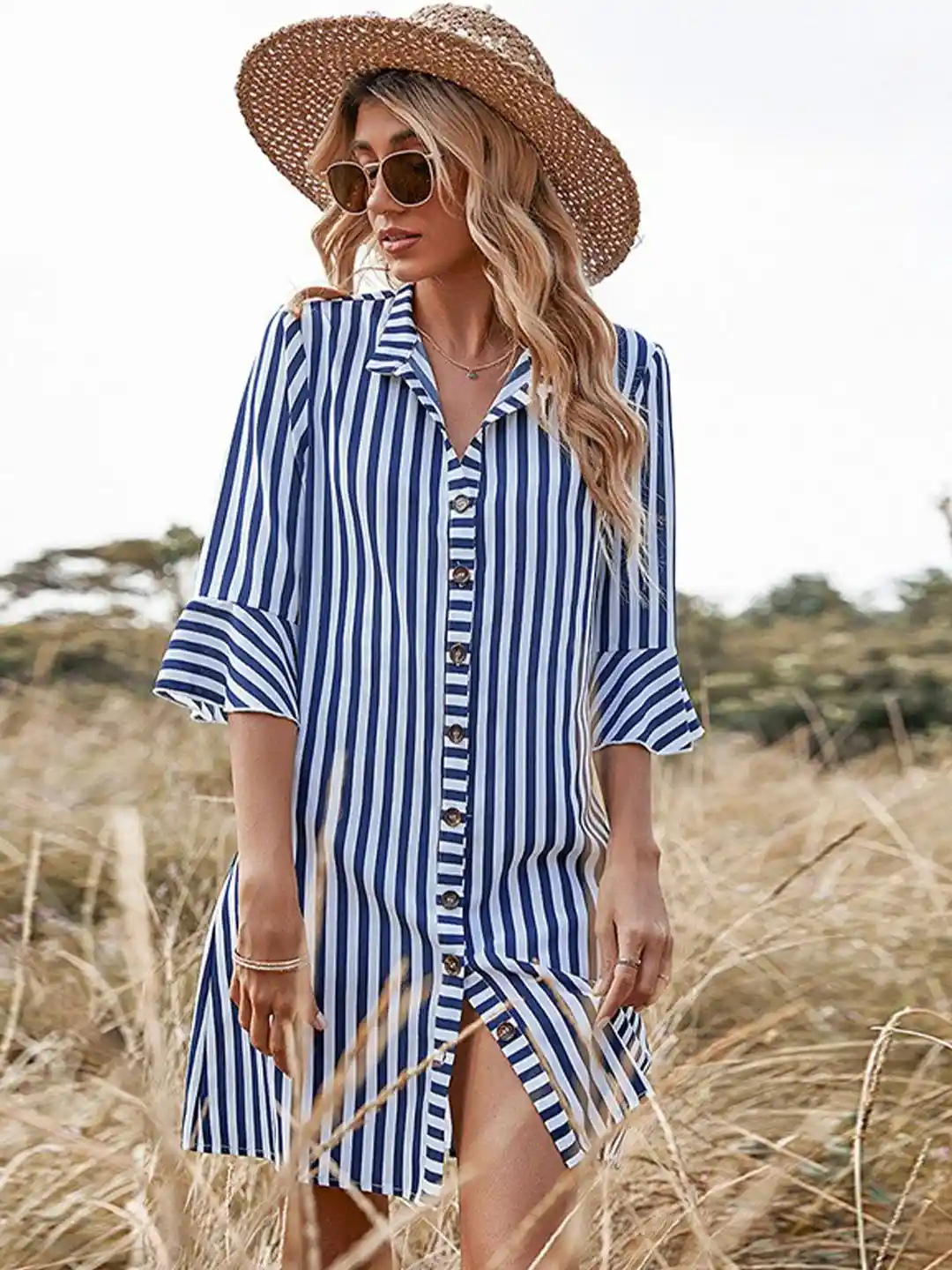 Womens Blue And White Striped Outfit Buy La Aimee Women Blue White