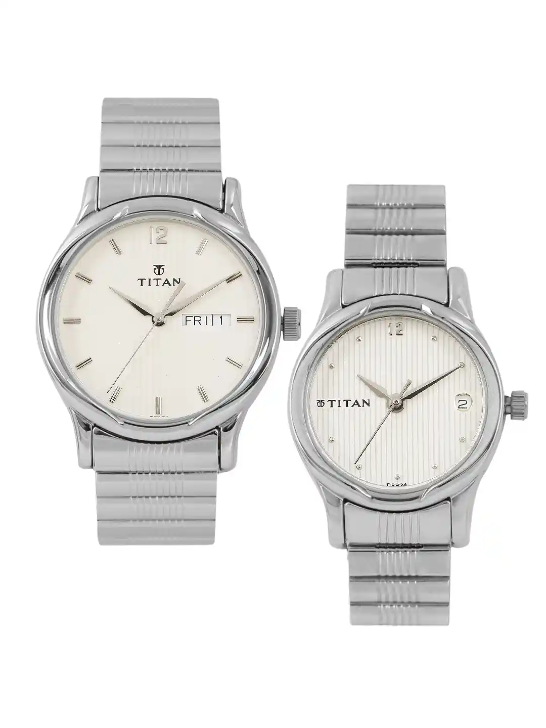 Buy Titan Bandhan His Her White Analogue Watch Gift Set