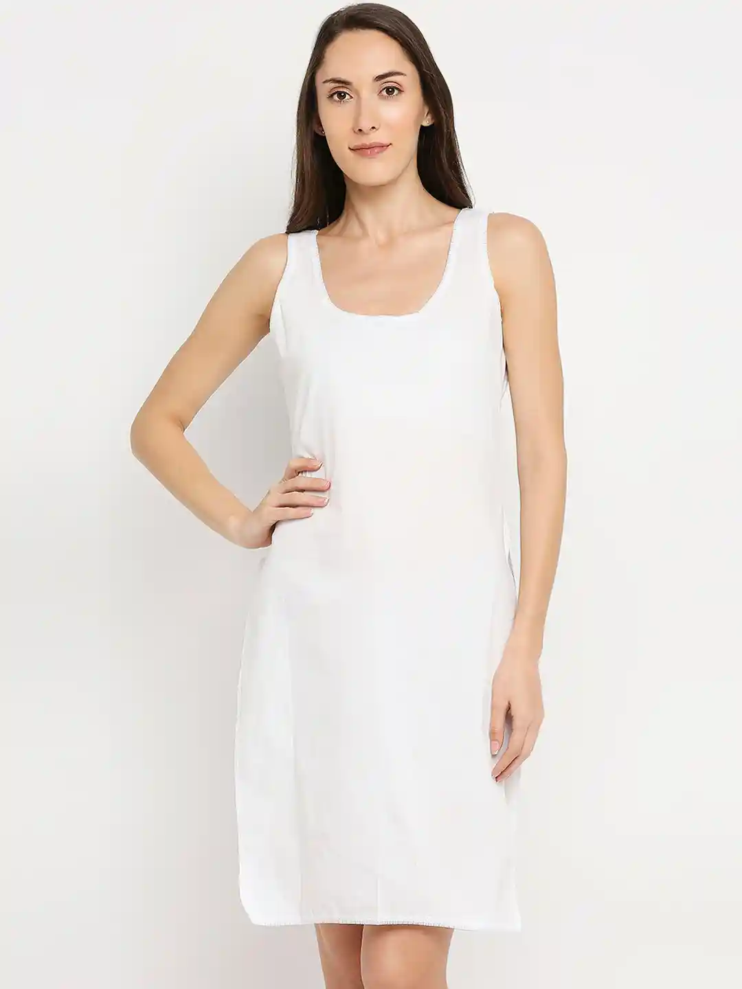 Buy Indiankala4u Women White Solid Knee Length Cotton Slip Slips