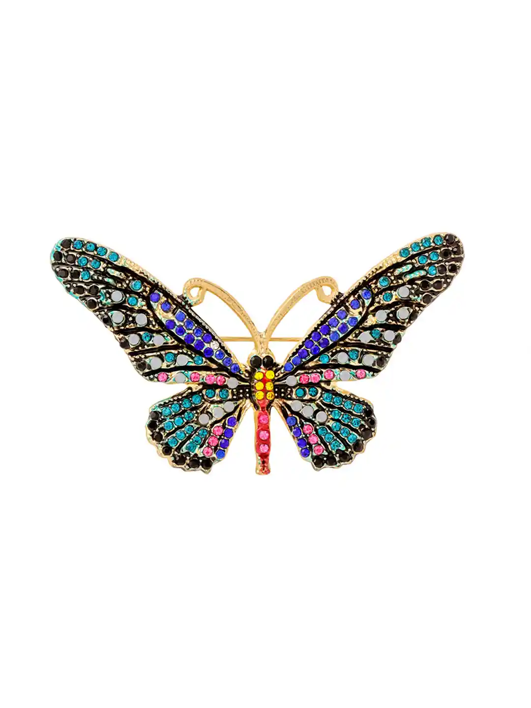 Buy Yellow Chimes Women Blue Butterfly Shaped Brooch