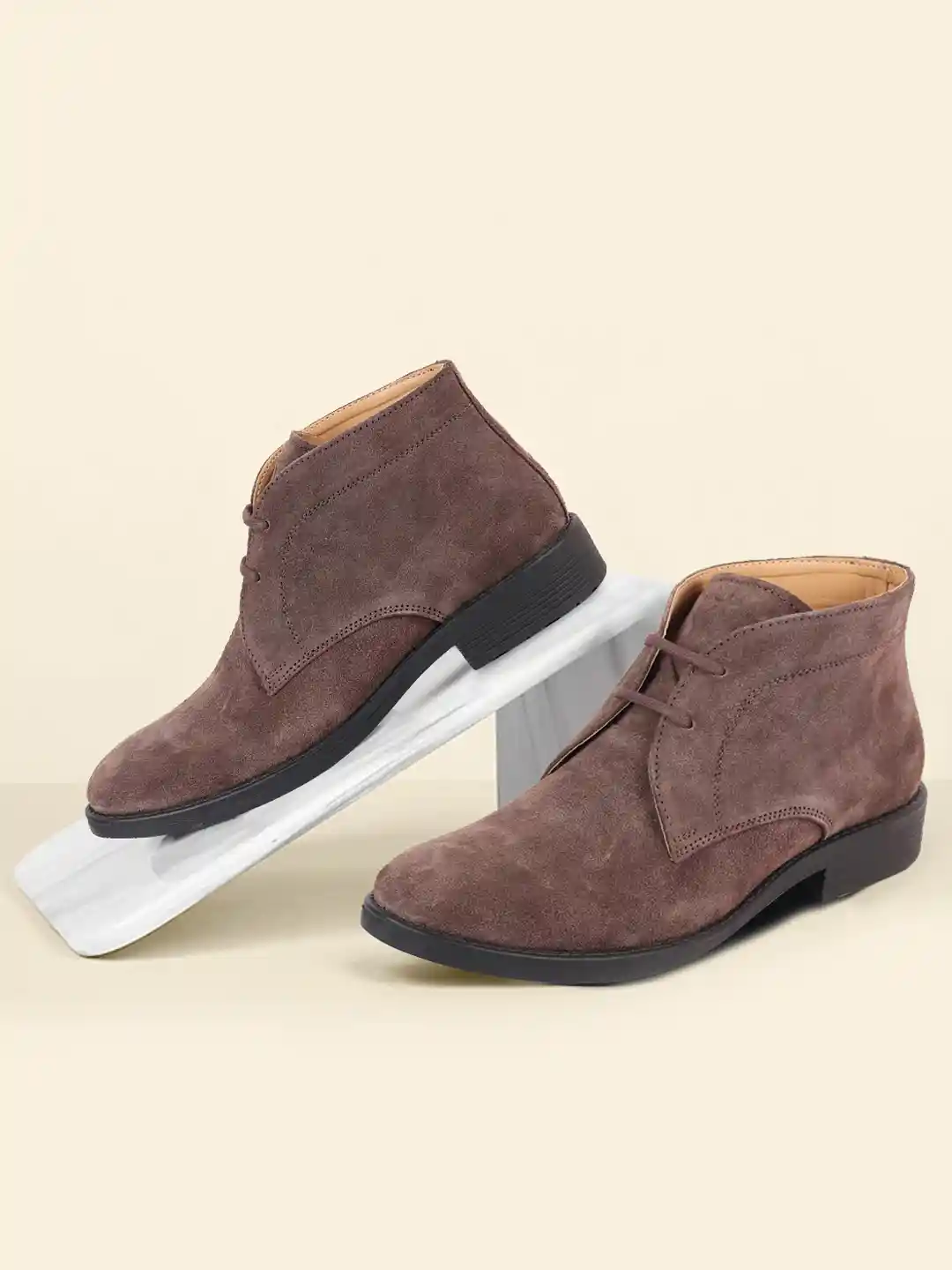 FAUSTO Men Brown Solid Suede Chukka Boots
