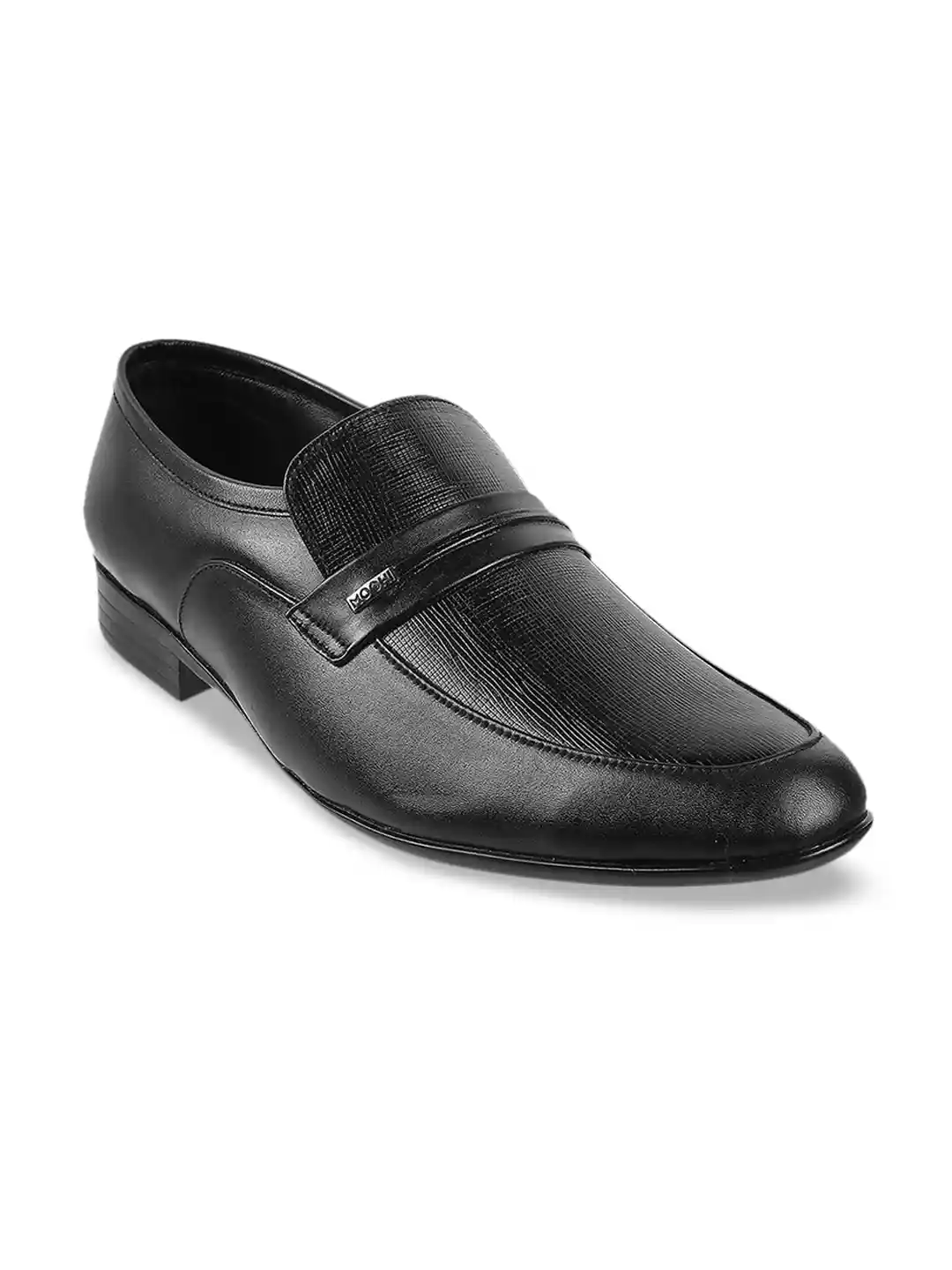 Buy Mochi Men Black Solid Leather Formal Slip-On Shoe Formal - Main Image