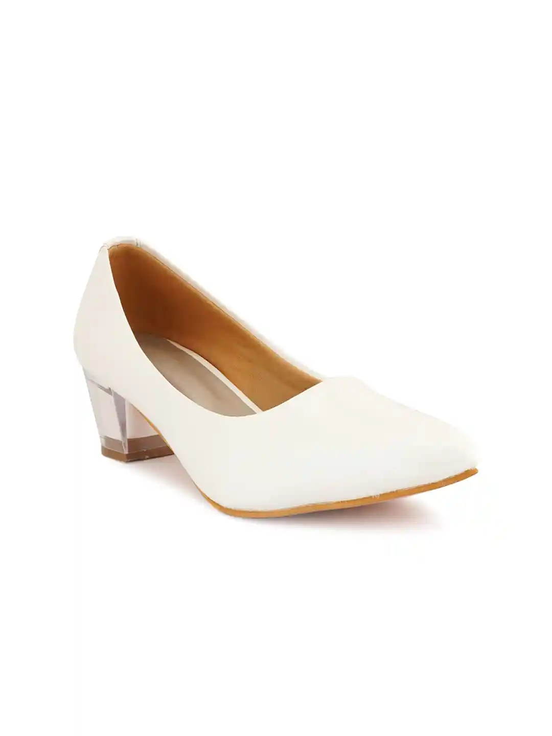 Buy Walkfree White Block Pumps Heels for Women 18726176 Myntra