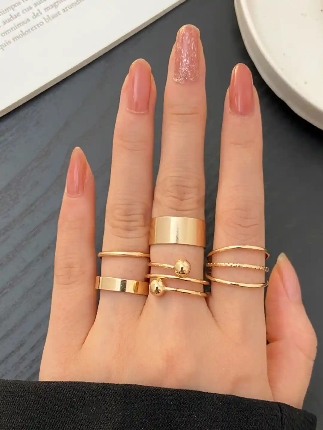Buy Shining Diva Fashion Set Of Rose Gold-Plated Finger Ring