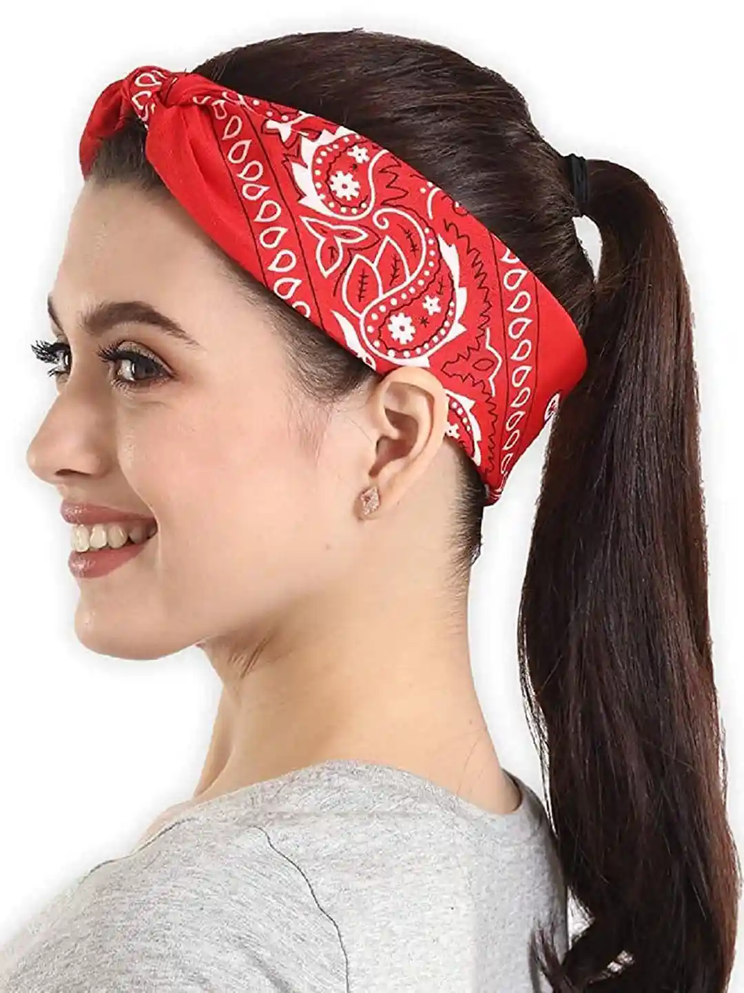Buy Aadikart Red White Paisley Printed Cotton Bandana Headband