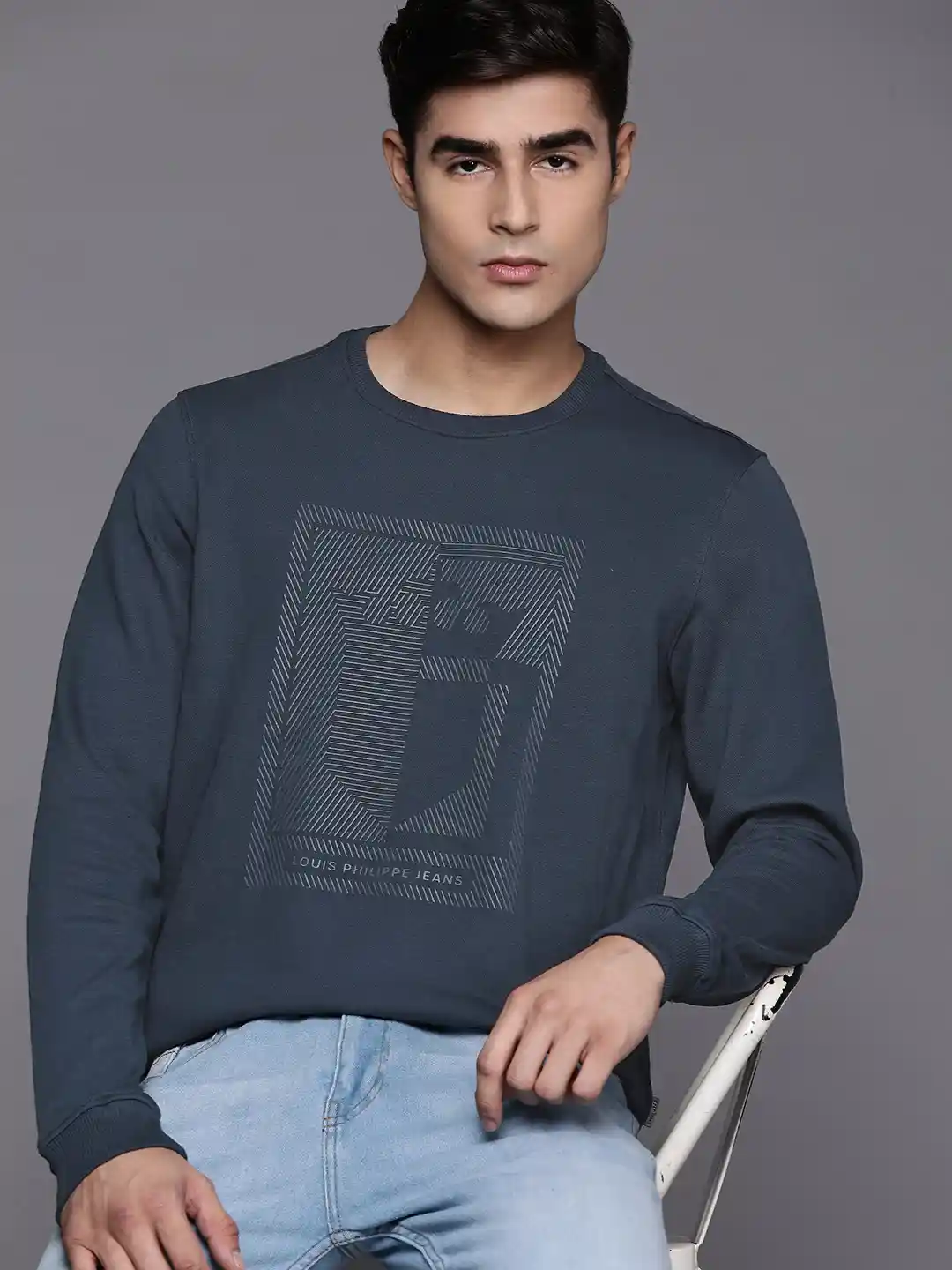 Buy Louis Philippe Jeans Men Navy Blue Sweatshirt Sweatshirts