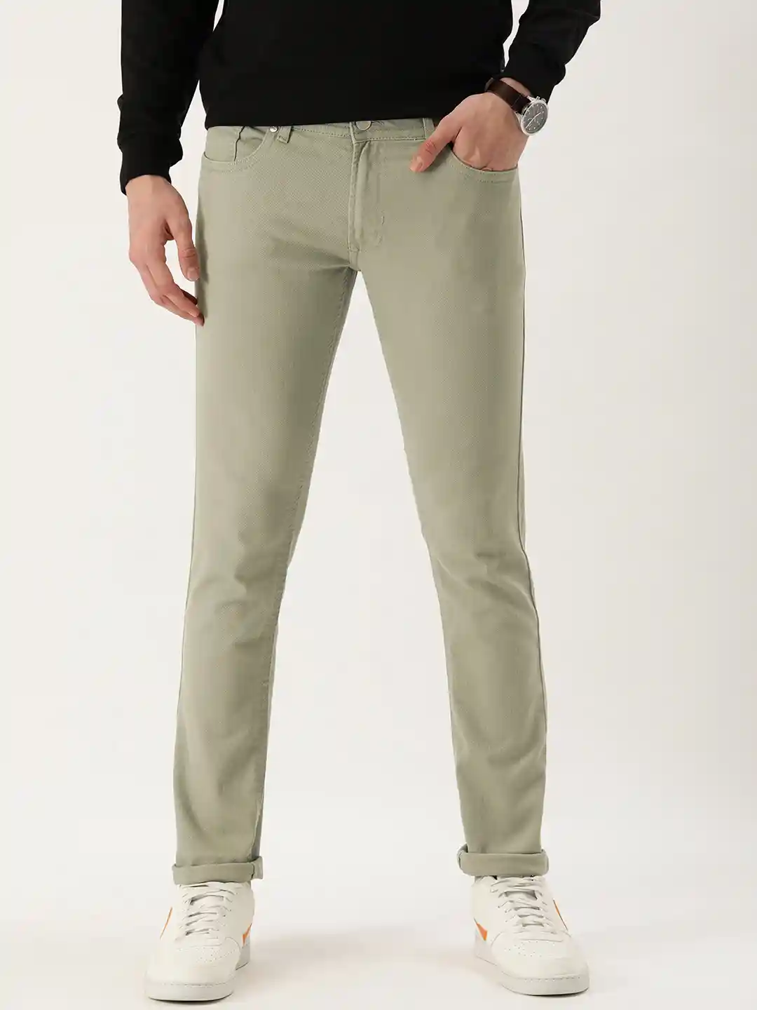 Buy Peter England Casuals Men Green Skinny Fit Stretchable Jeans