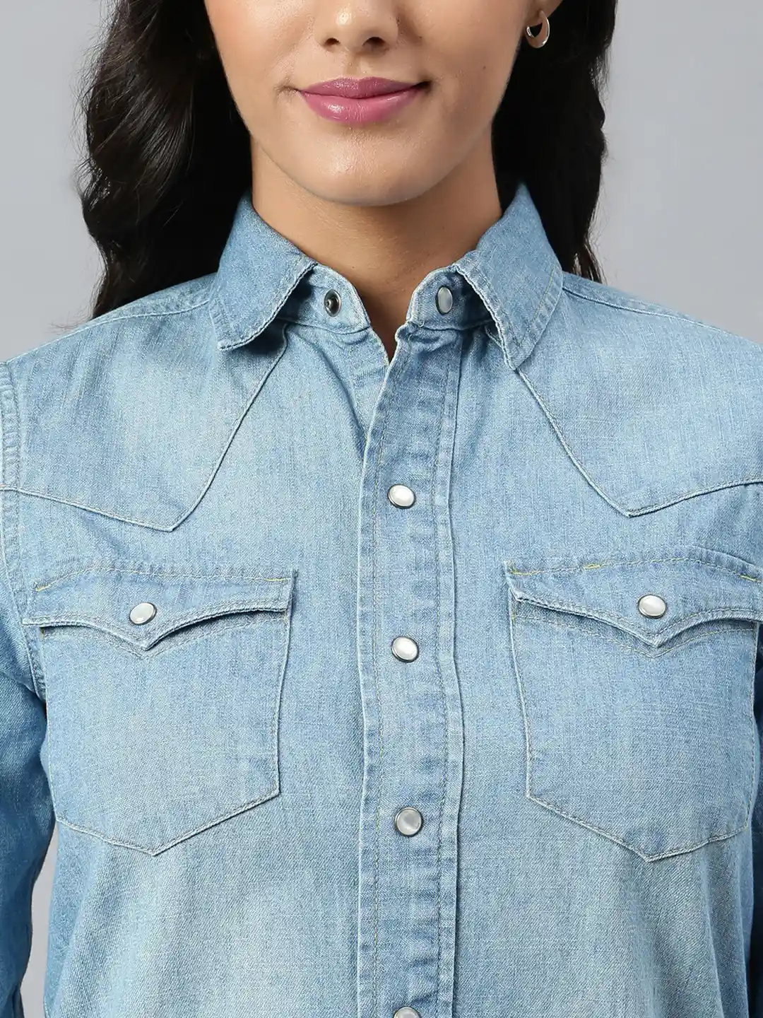 Myntra Woodland Denim Shirts Roadster Men Blue Regular Fit Solid