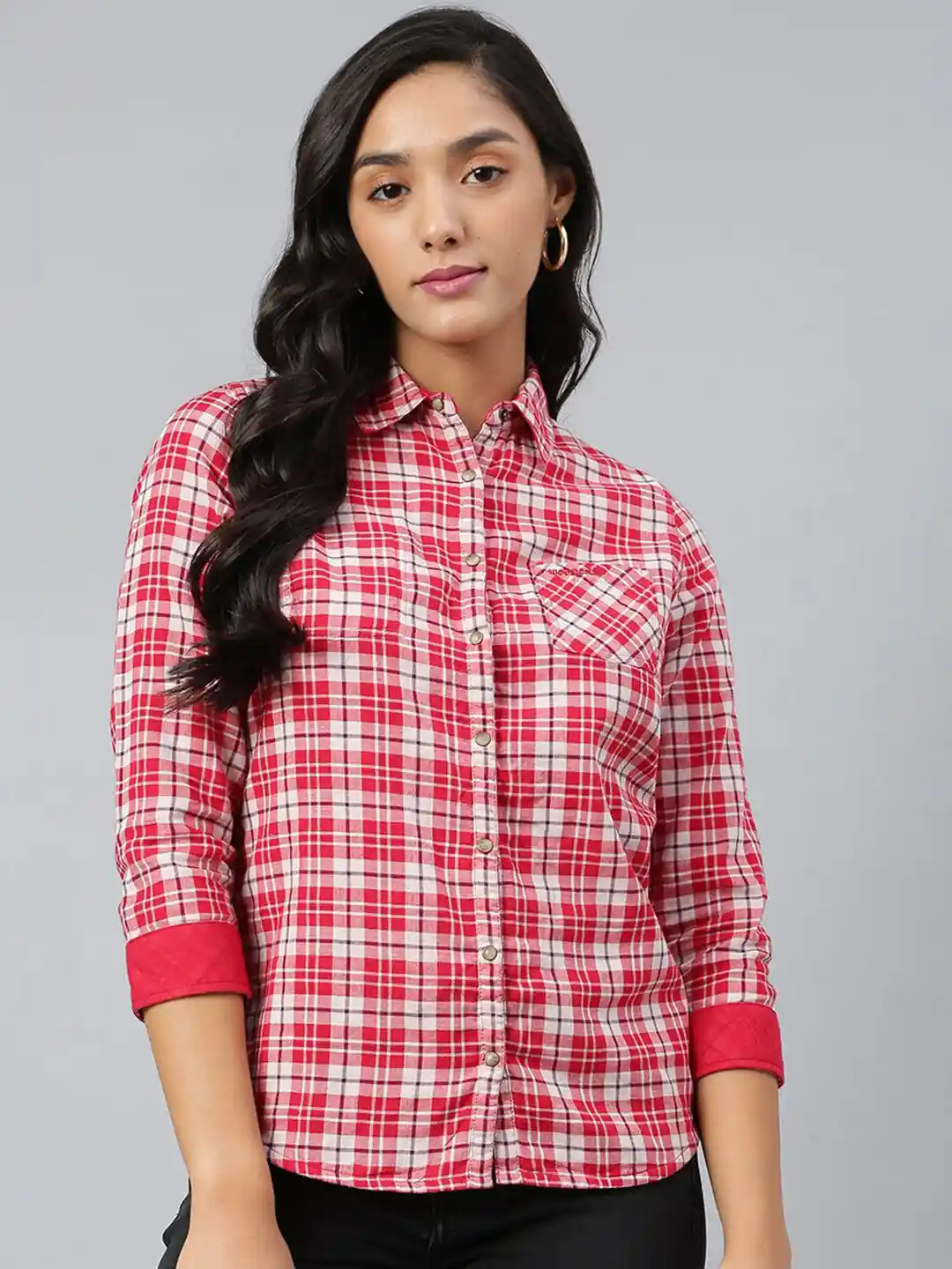 Buy Woodland Women Red Tartan Checks Checked Casual Shirt Shirts