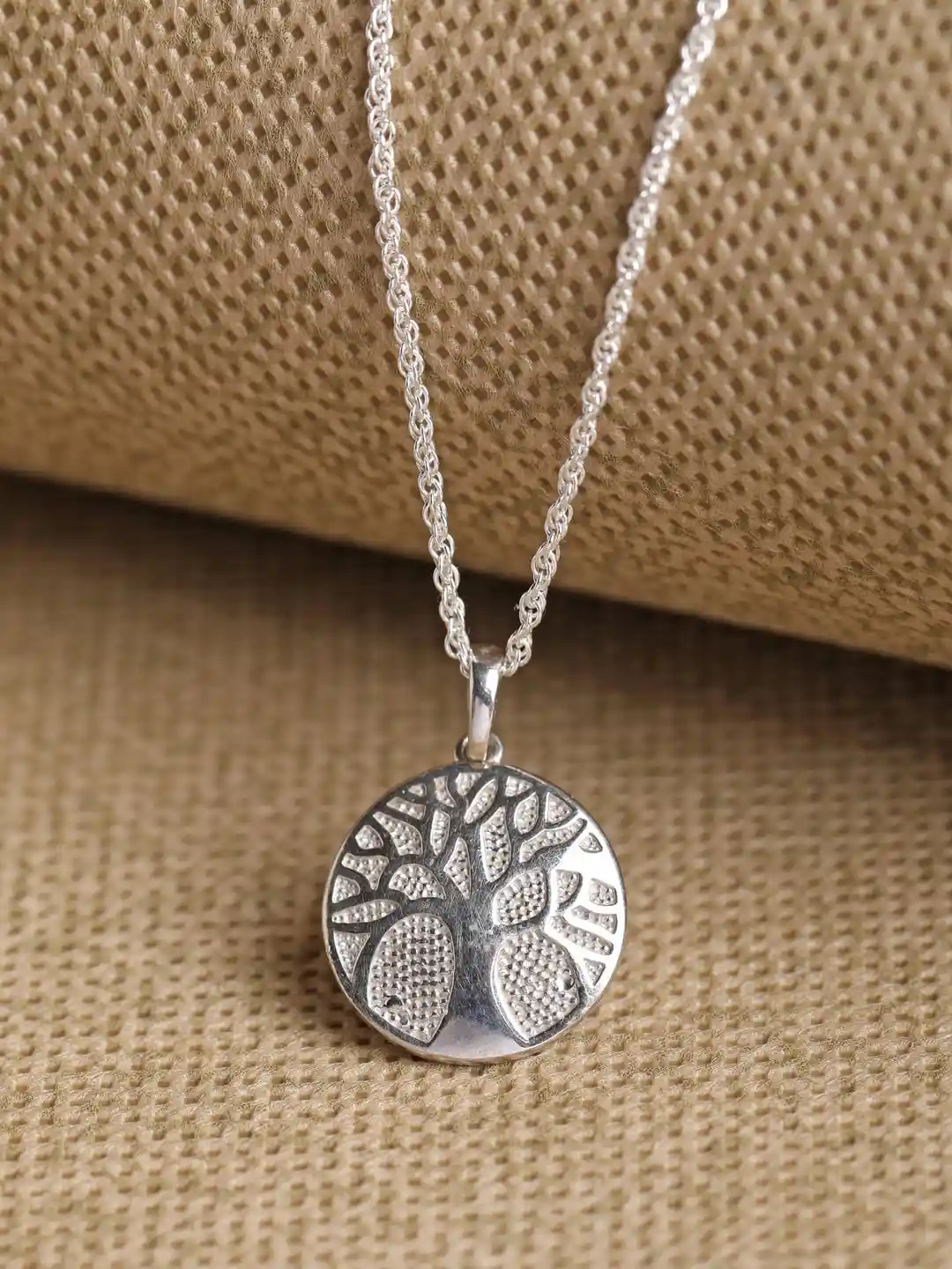 Buy Clara Silver Rhodium-Plated Tree of Life Chain Pendant