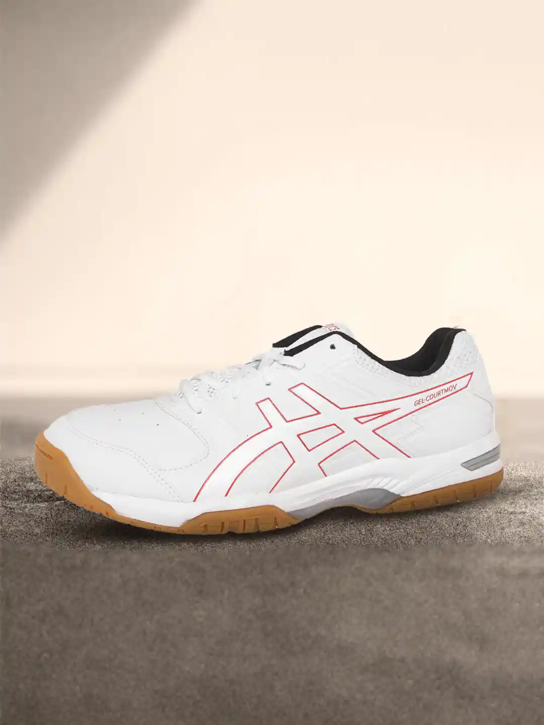 Badminton Shoes Asics Game Gel ASICS Men White Red Perforated Gel