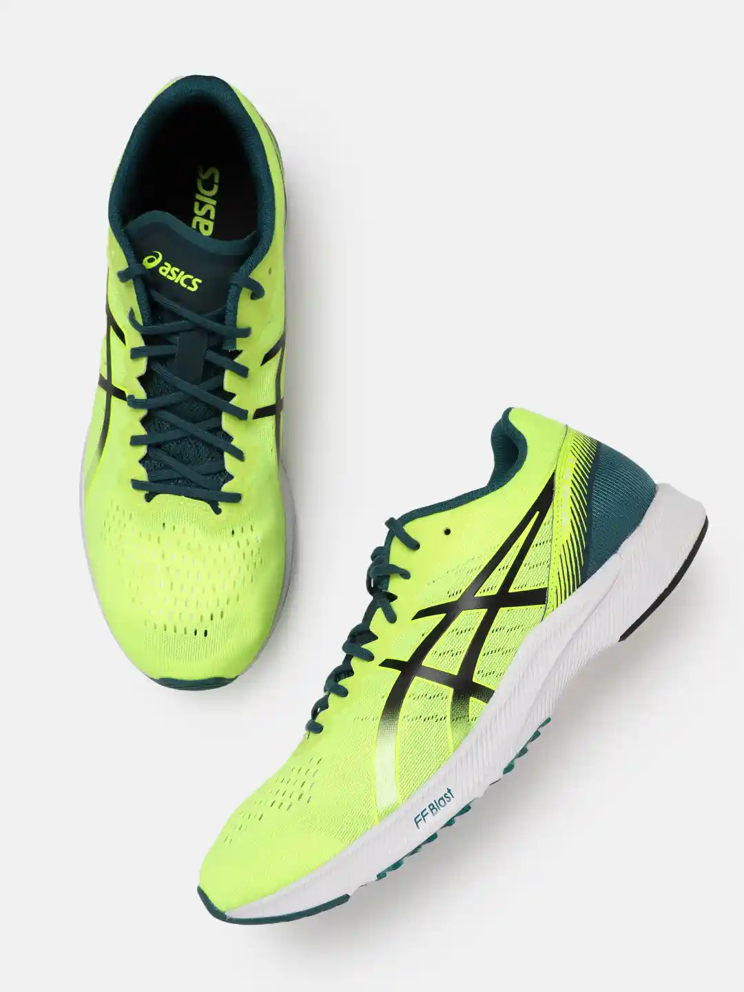 Buy ASICS Men Neon Green Woven Design Tarther RP Running Shoes