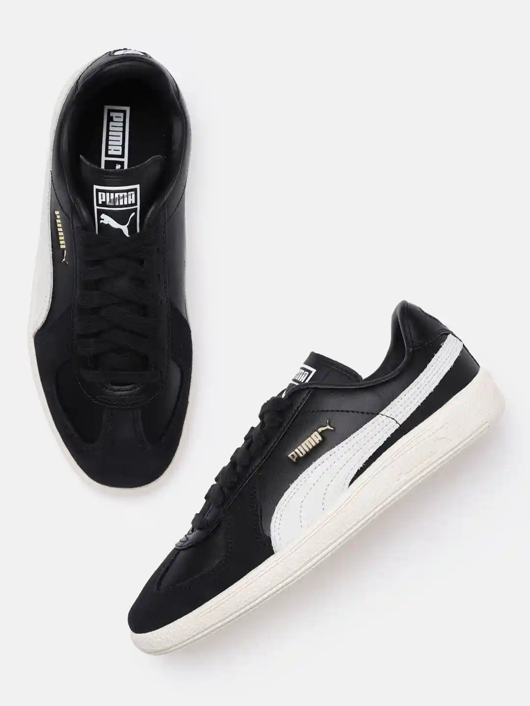 Buy Puma Unisex Black Solid Leather Regular Army Trainer Sneakers