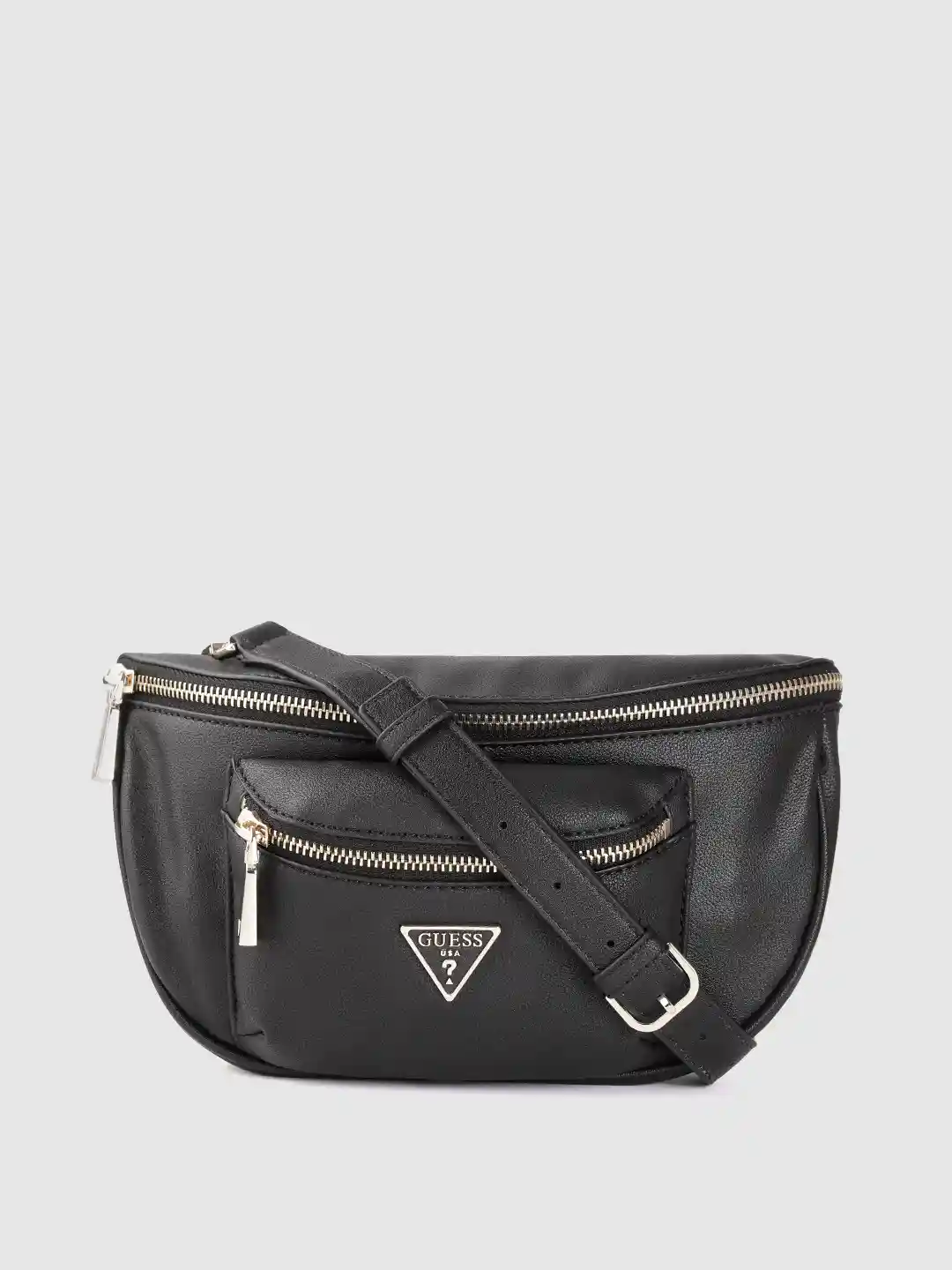 GUESS Women Black Solid Fanny Pack with Detachable Sling Strap
