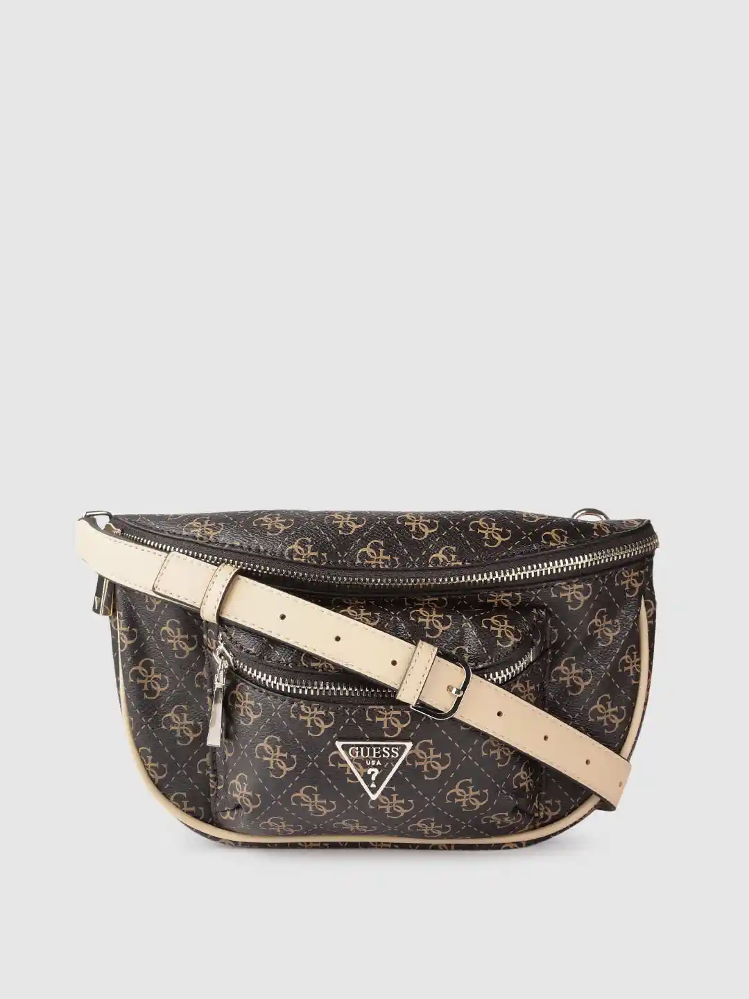 Buy GUESS Women Brown Brand Logo Print Structured Fanny Pack