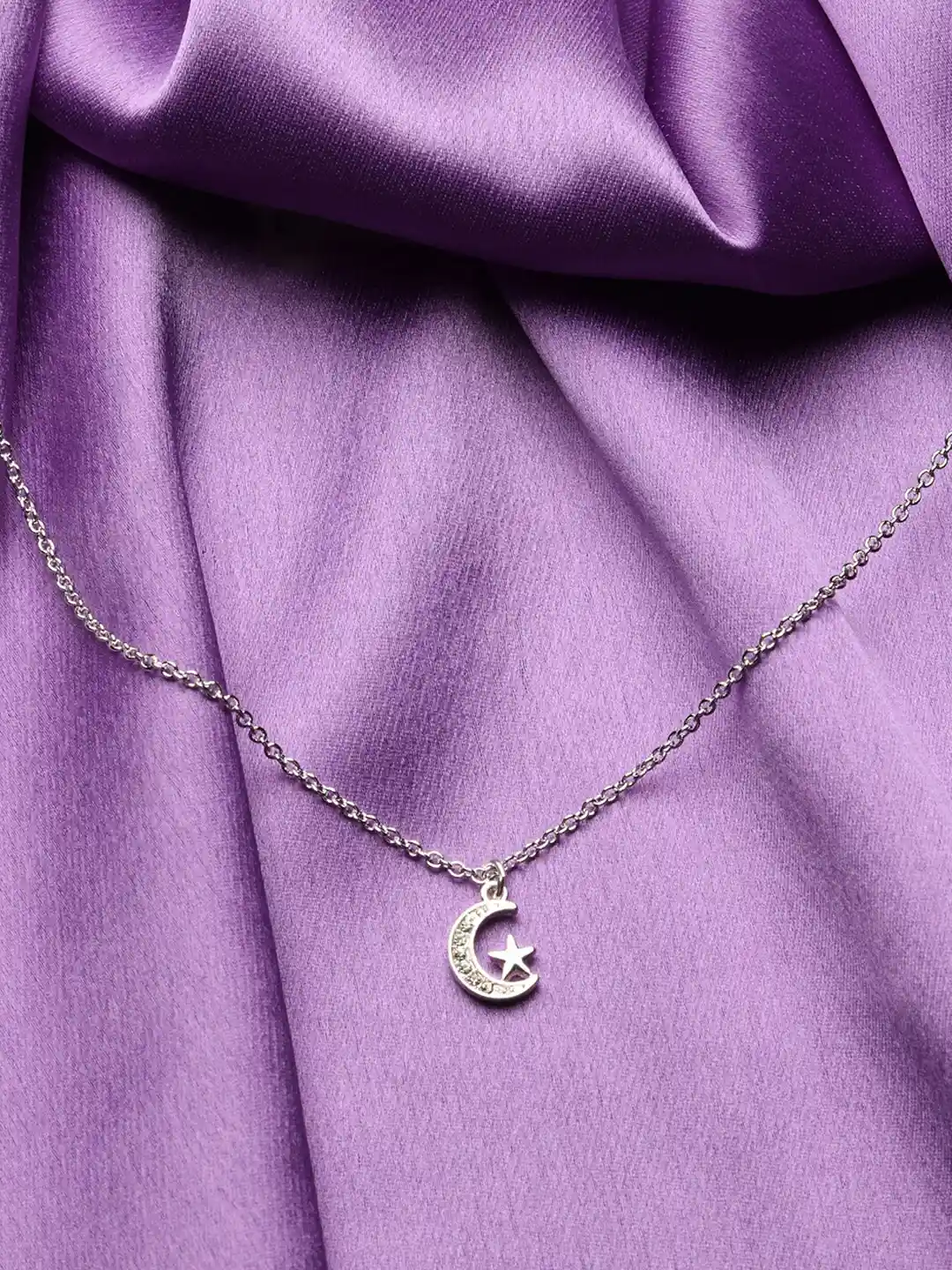 Buy Accessorize Women Silver-Toned Moon Star Pendant Necklace