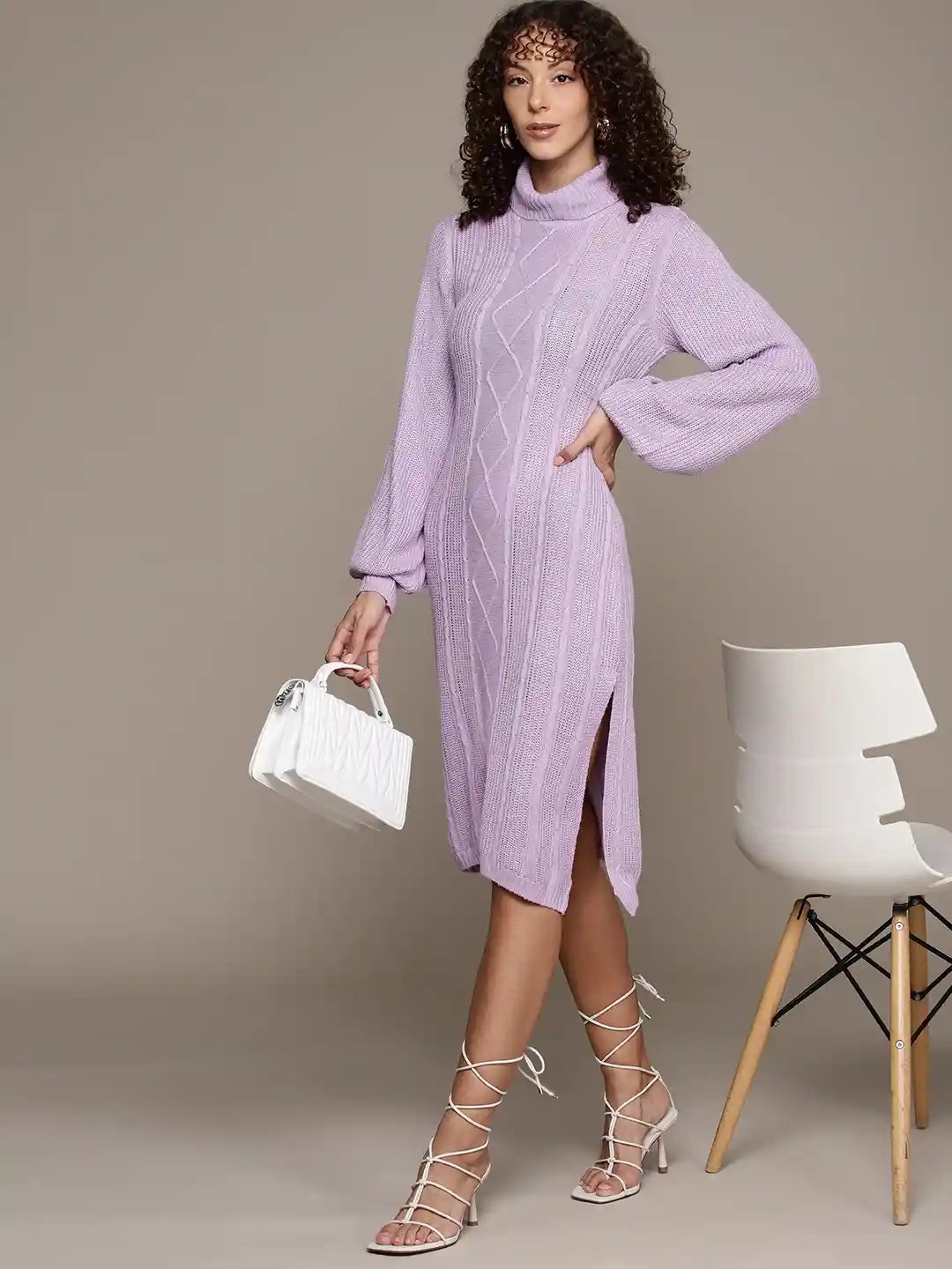 Myntra Purple Dress Sweater Bebe Women All Day High Side Slit