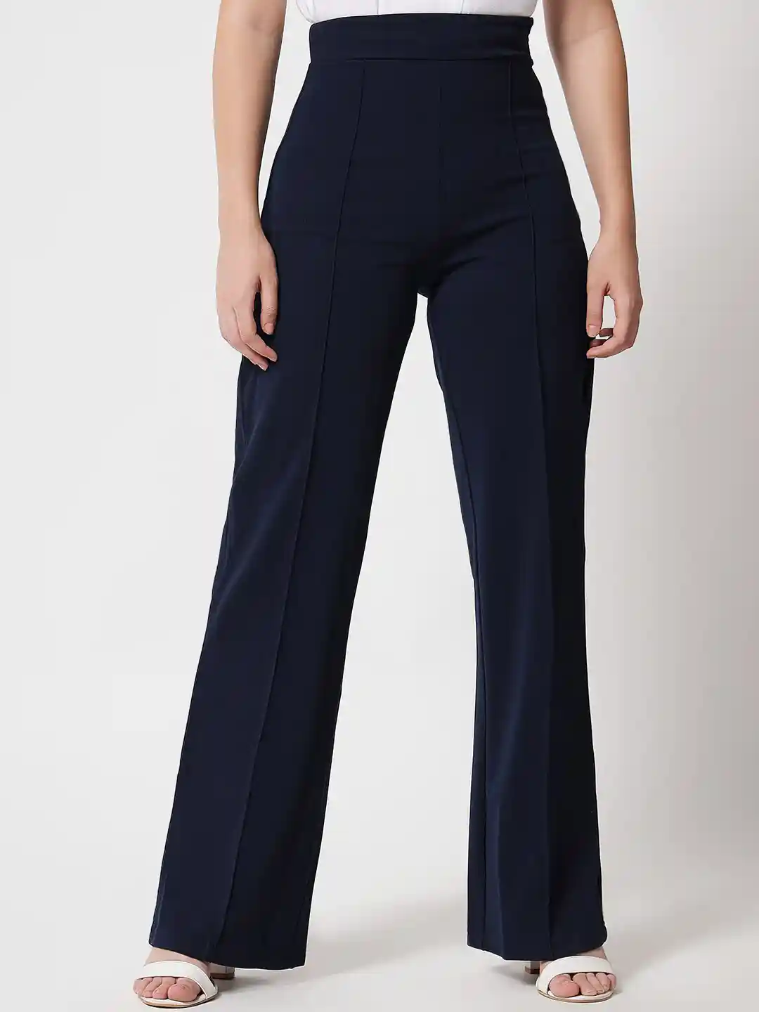 Womens Trousers Navy Blue Straight Leg Pants Buy Kotty Women Navy