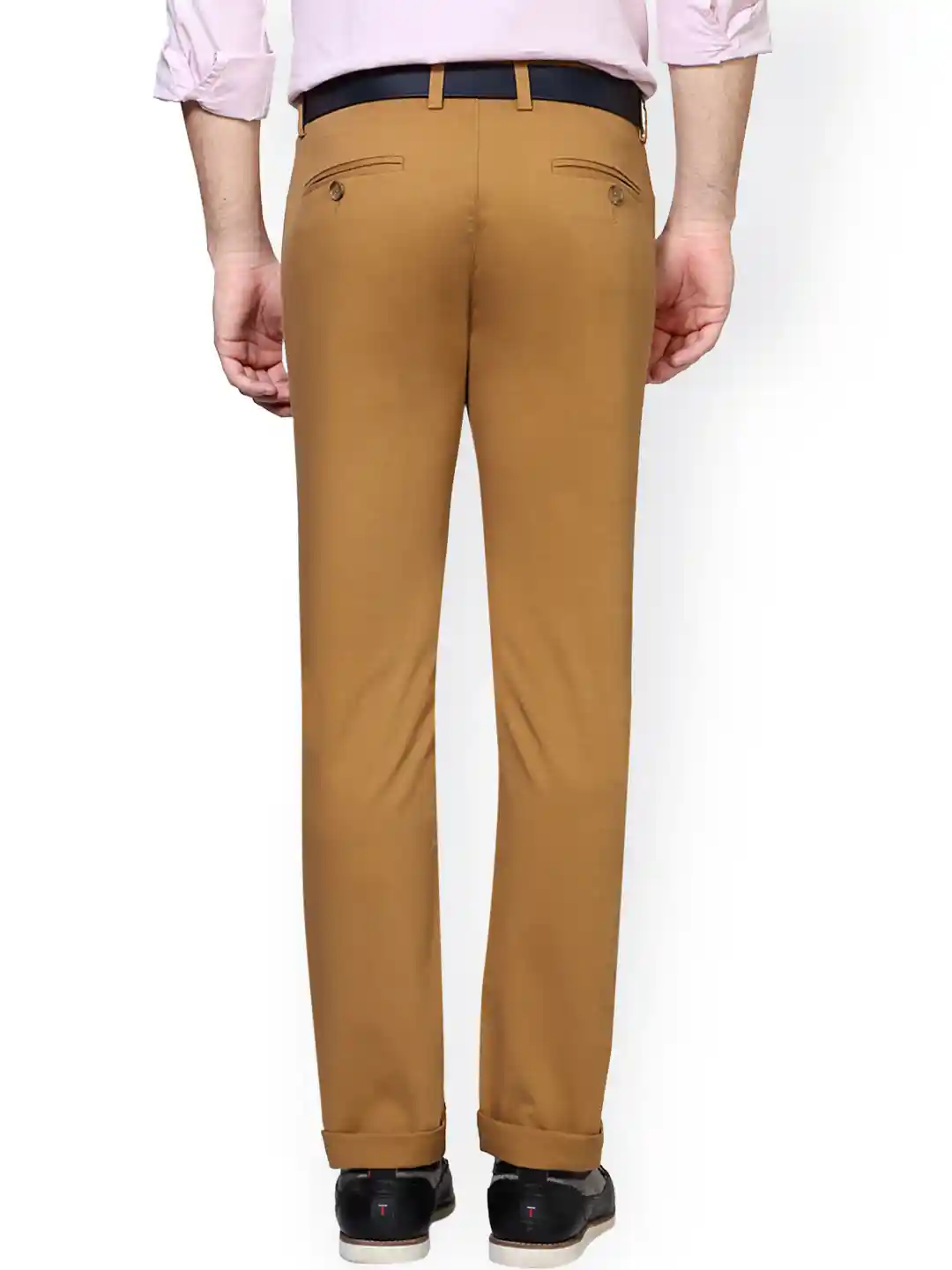 Buy Peter England Men Khaki Skinny Fit Solid Chinos Trousers for