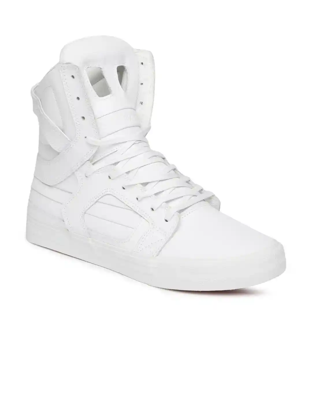 Buy Supra Men White Solid Leather High-Top Sneakers Casual Shoes