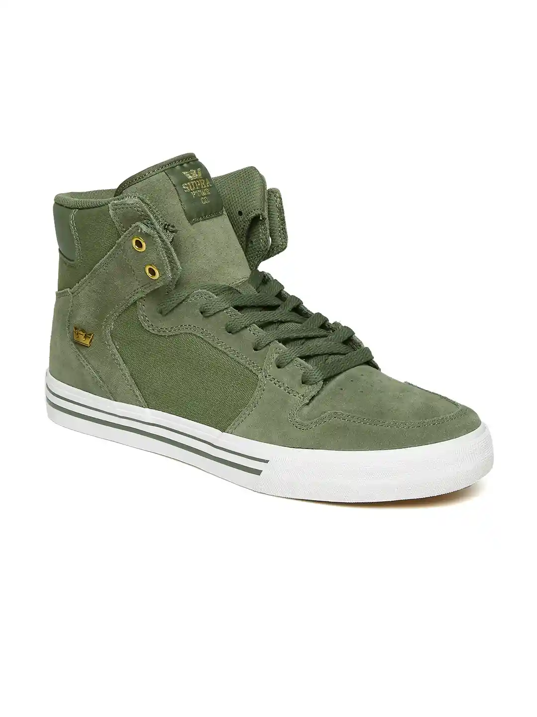 Buy Supra Men Olive Green Solid High-Top Sneakers Casual Shoes