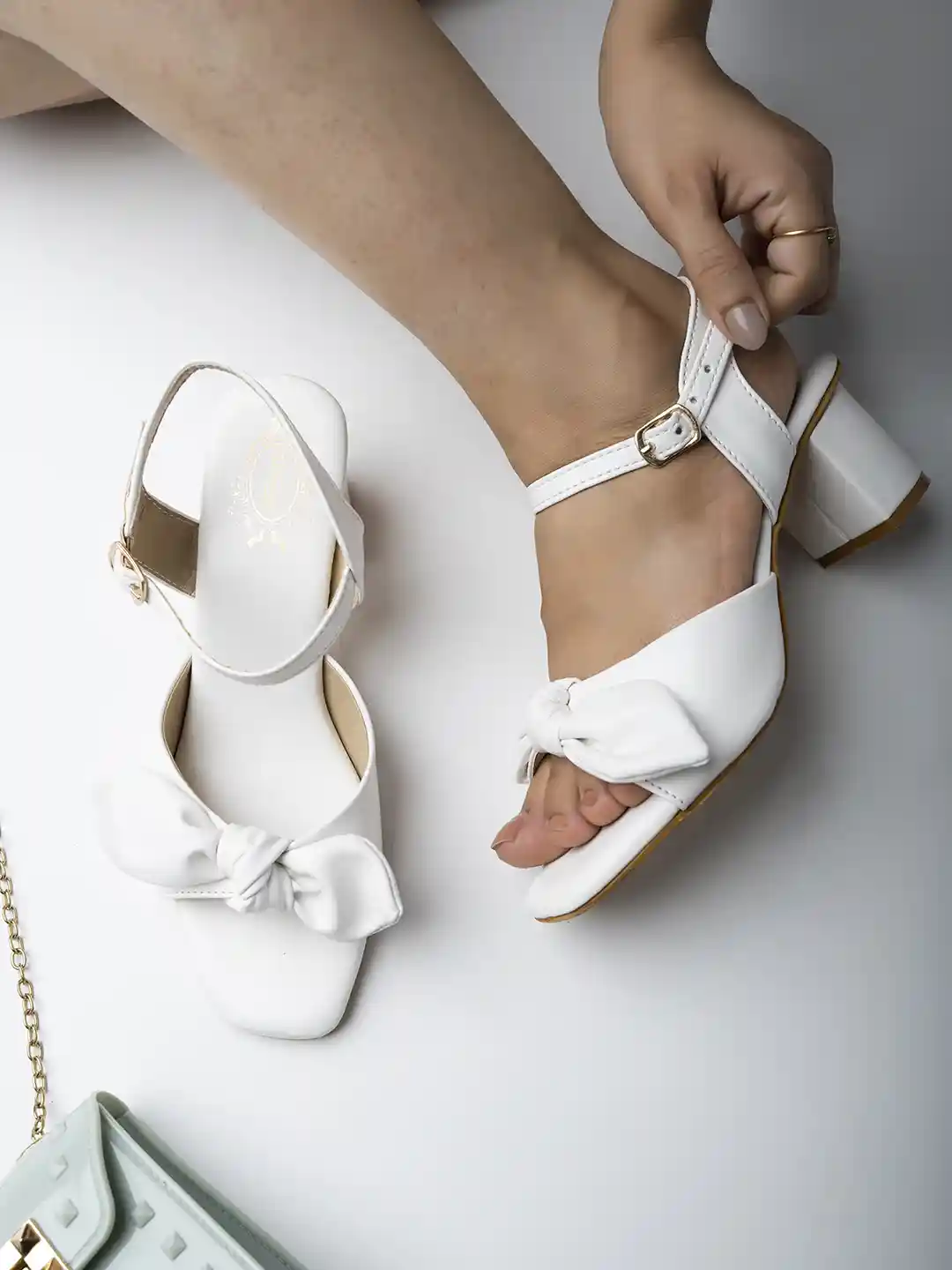 Buy Shoetopia Girls White Block Heels with Bows Heels for Girls