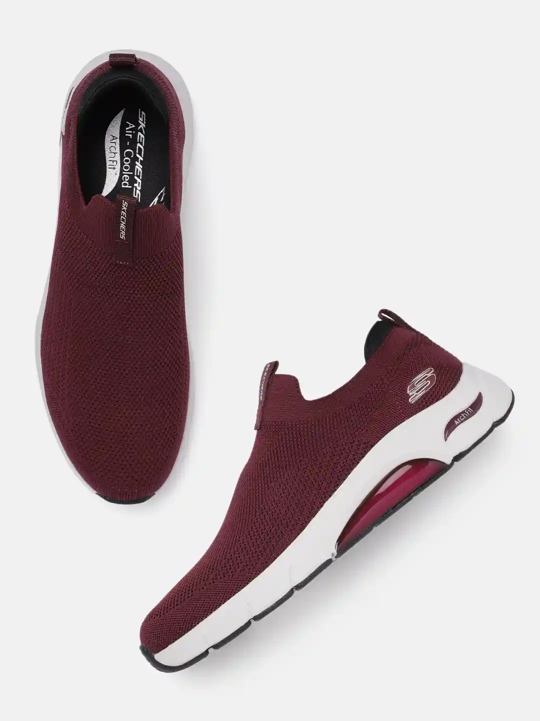 Buy Skechers Men Burgundy Arch Fit Slip-On Sneakers Casual Shoes