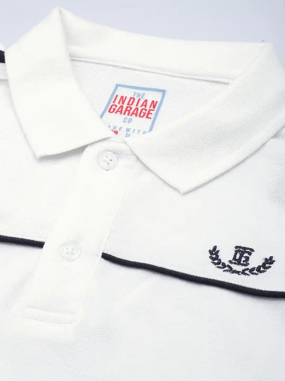 Buy The Indian Garage Co Men White Black Brand Logo Printed Polo