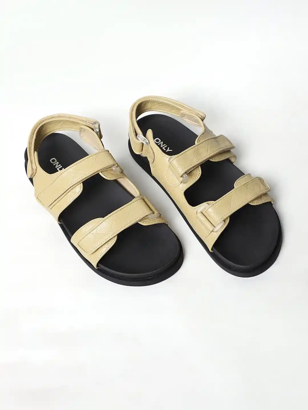 Buy ONLY Women Beige Black Open Toe Flats Flats for Women