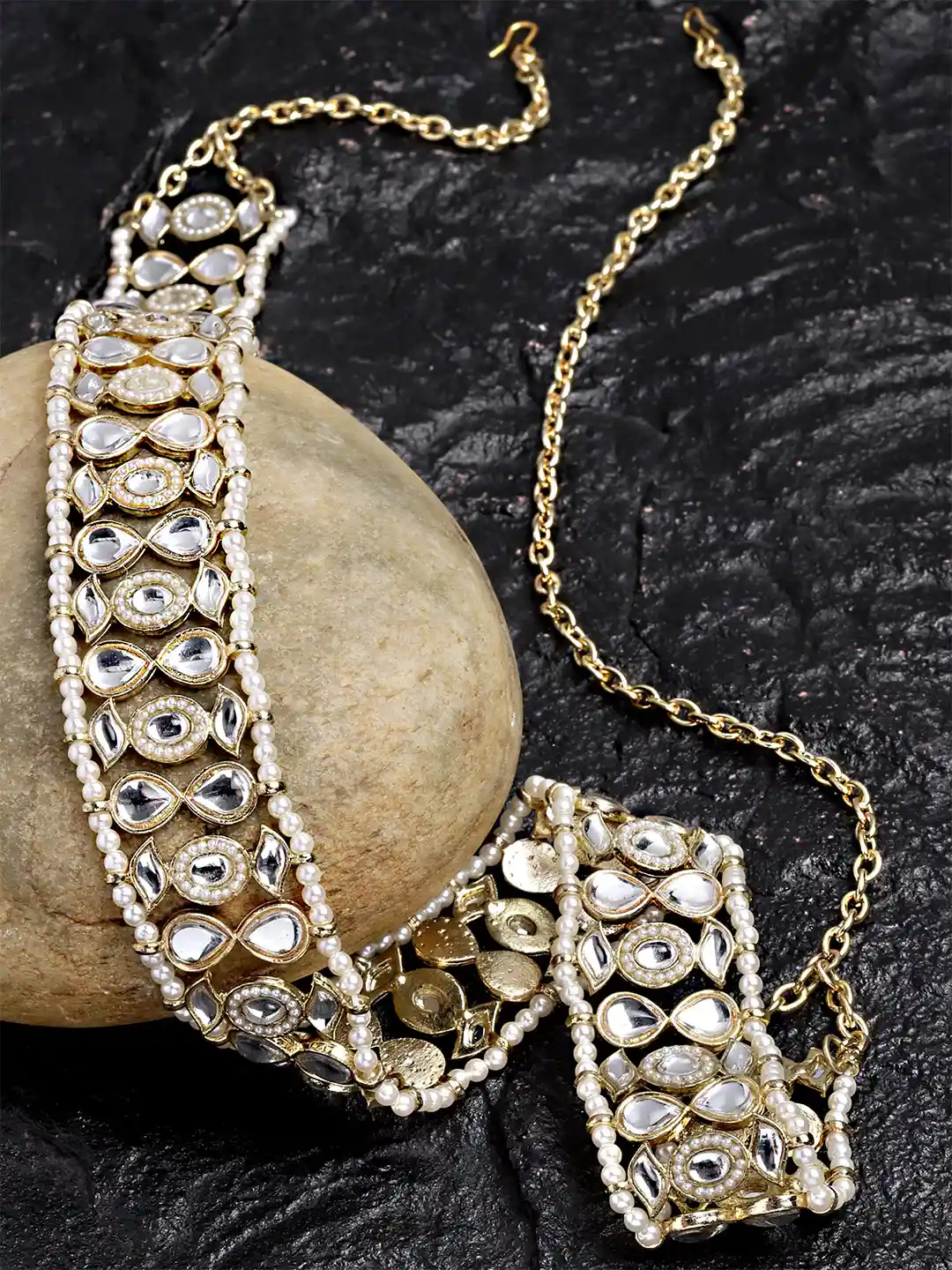 Buy KARATCART Gold-Plated White Kundan-Studded Pearl Beaded