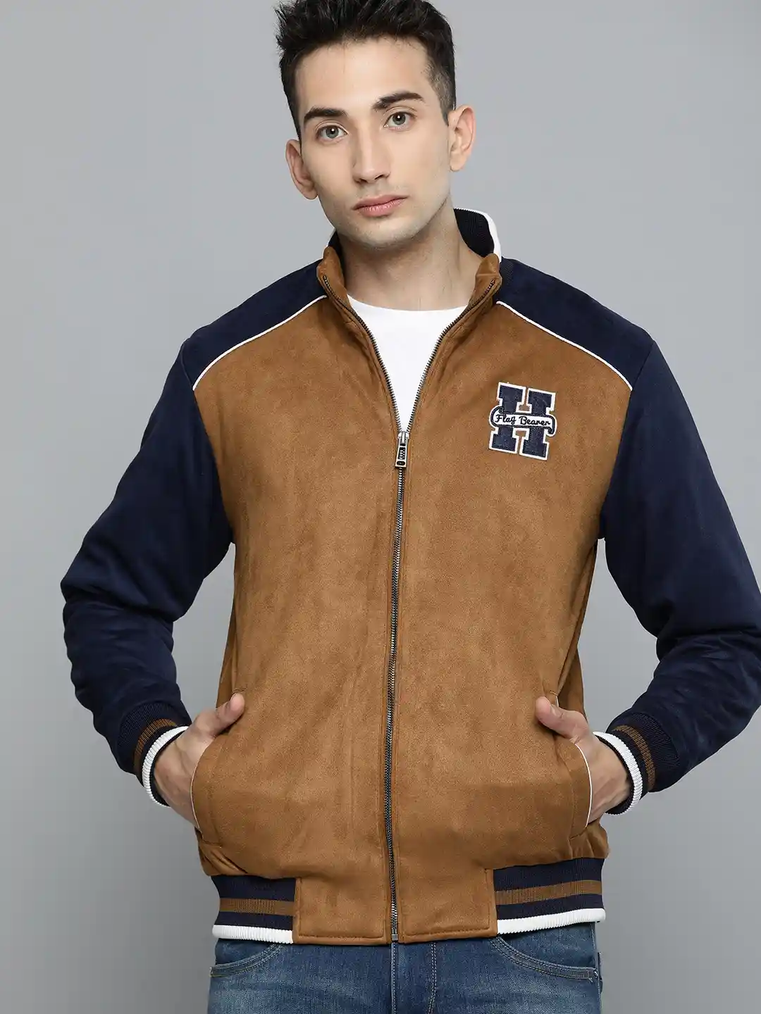 Buy Harvard Men Tan Brown Varsity Jacket Jackets for Men 1897998