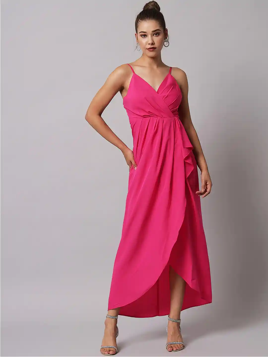 Buy Emeros Rose raspberry pink Solid Crepe Maxi Dress Dresses