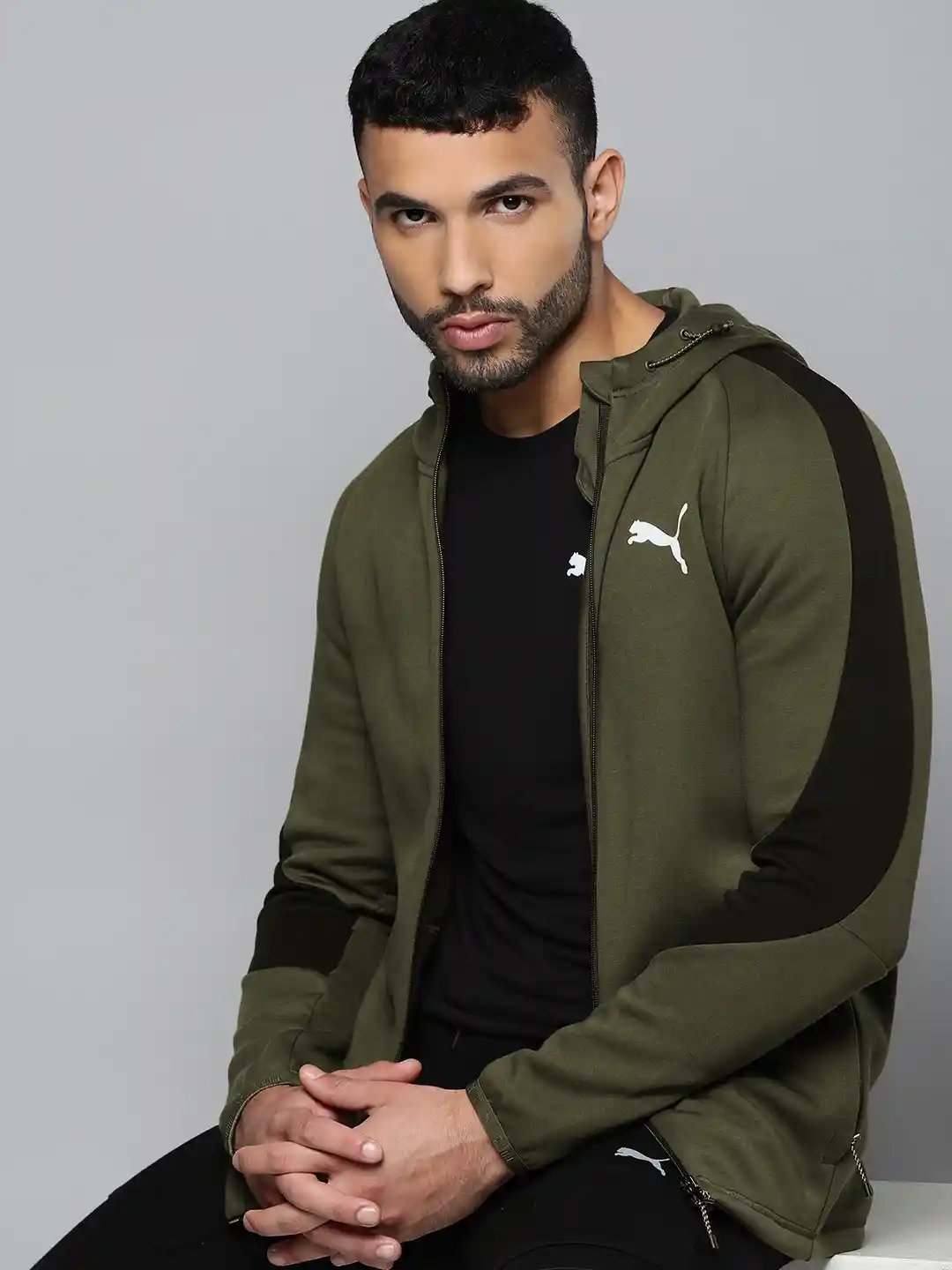 Buy Puma Men Olive Green DryCELL Slim Fit Evostripe Full-Zip