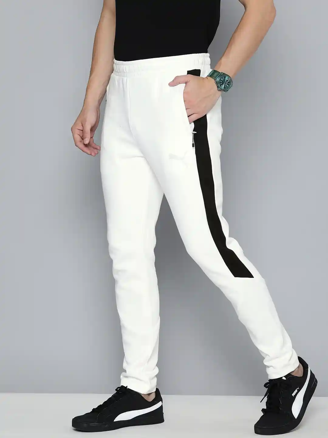 Buy Puma Men White Solid Drycell Track Pants With Side Stripes