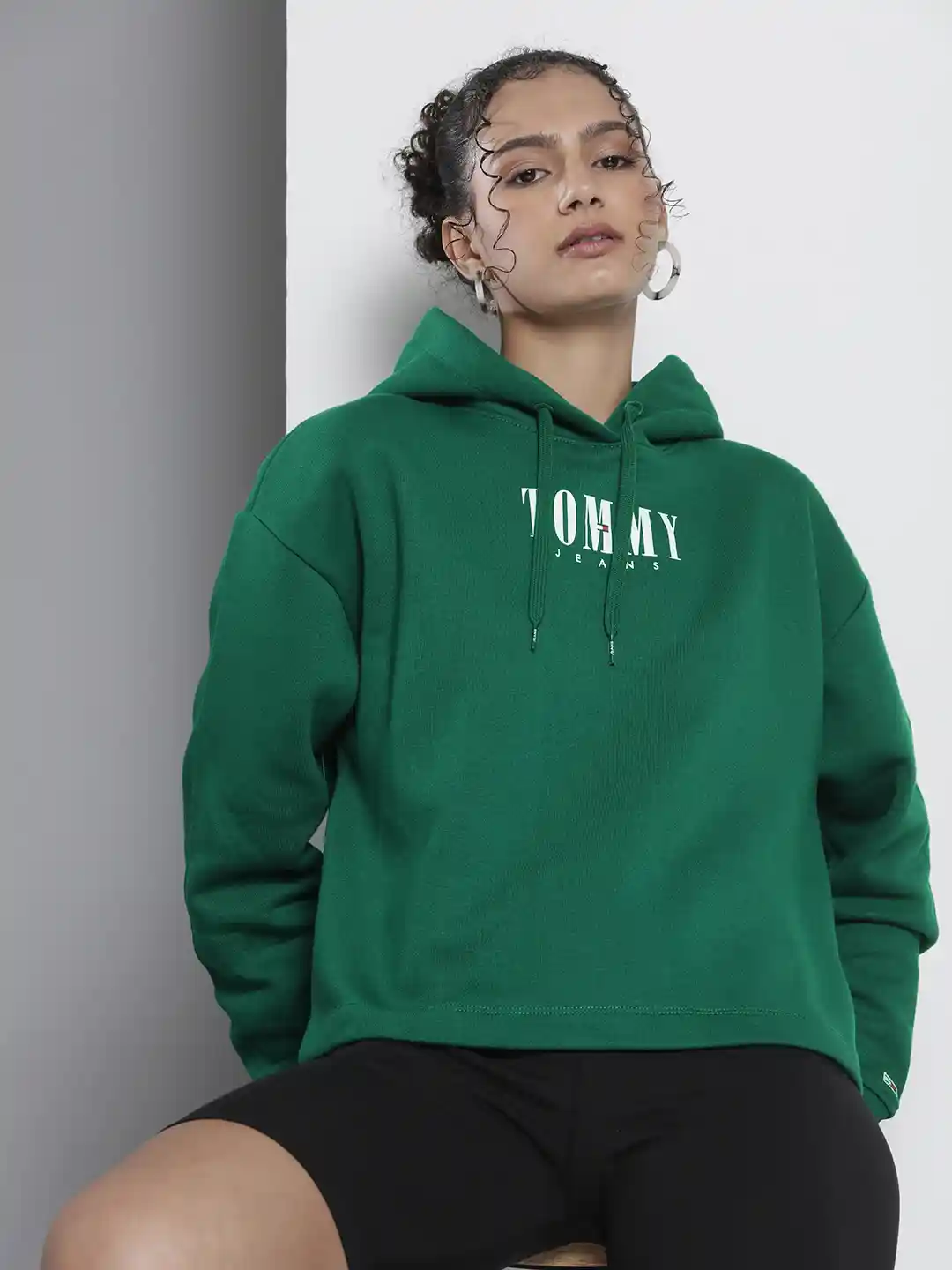 Buy Tommy Hilfiger Women Green Brand Logo Printed Hooded