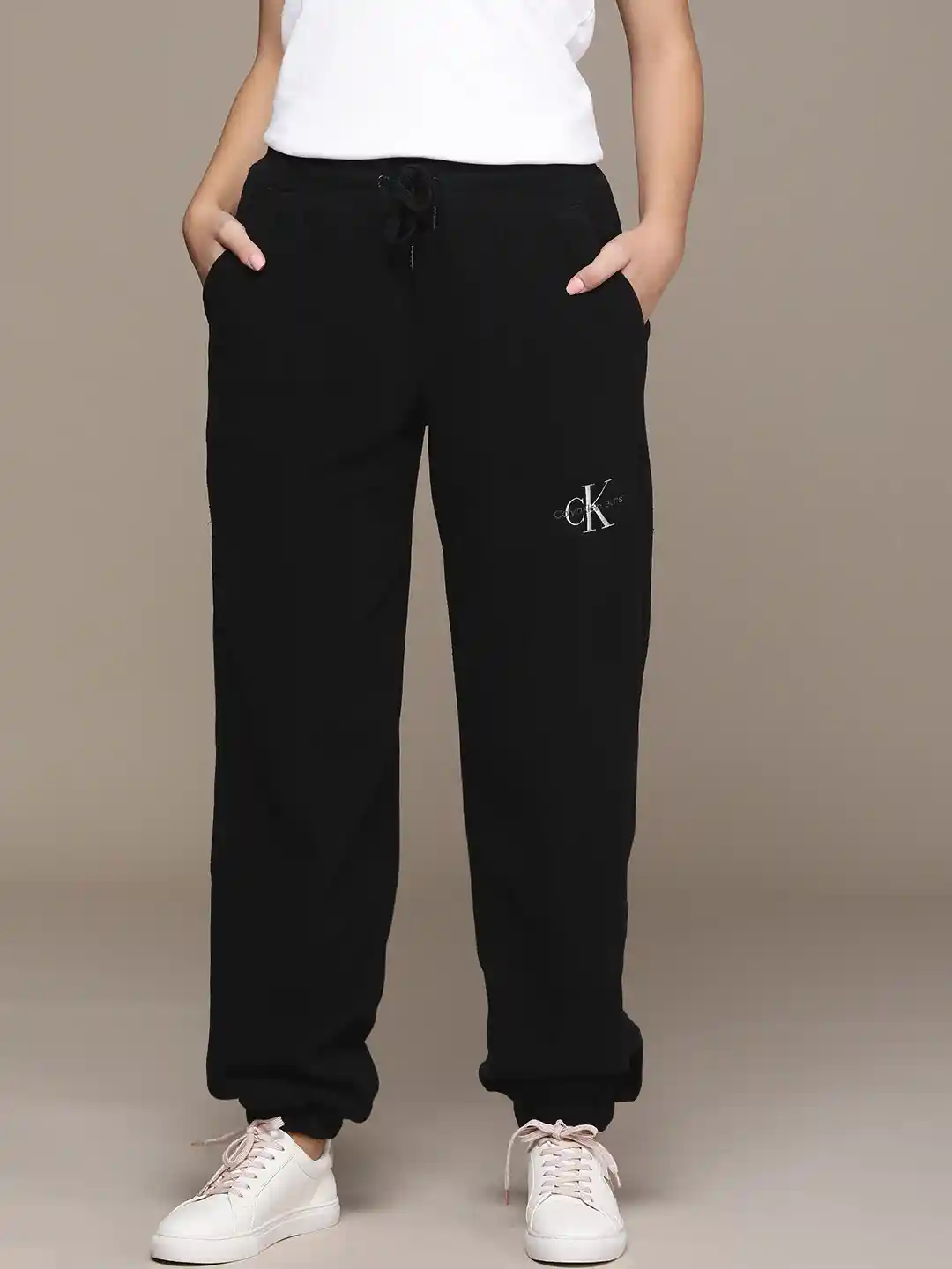 Buy Calvin Klein Jeans Women Black Fleece Joggers Track Pants