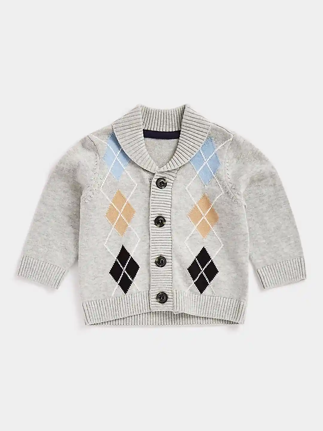 mothercare Infant Boys Grey Printed Pure Cotton Cardigan