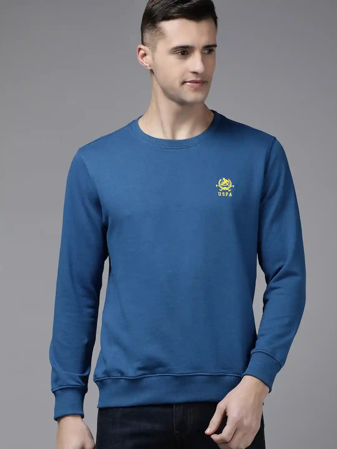 U S Polo Assn Men Blue Solid Sweatshirt