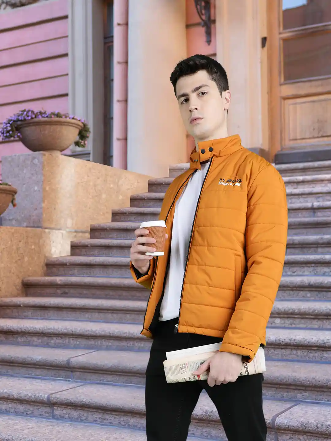 Buy Polo Men Camel Brown Solid Puffer Jacket Jackets