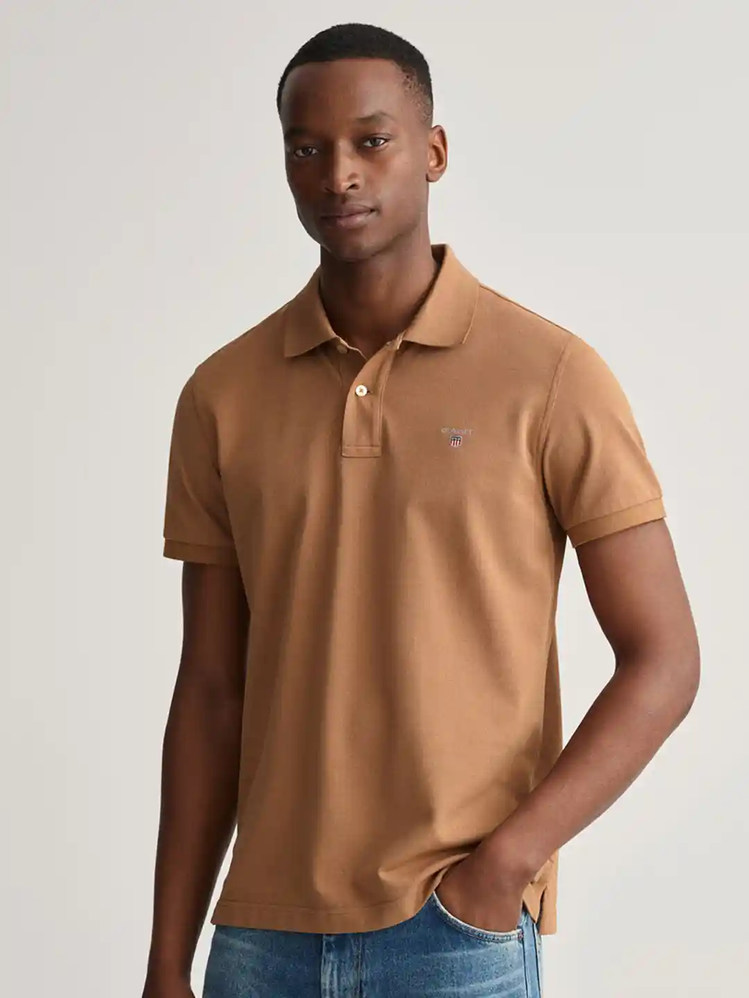 Buy GANT Men Brown Polo Collar T-shirt Tshirts for Men 19028292