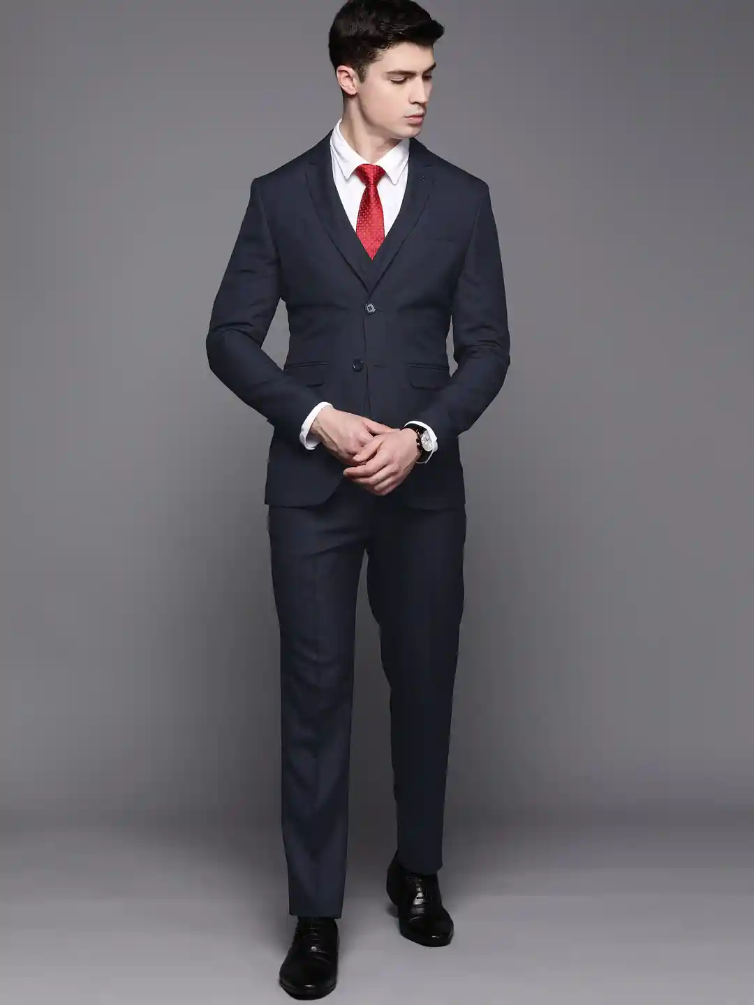 Buy Louis Philippe Men Checked Slim Fit 3-Piece Suit Suits for